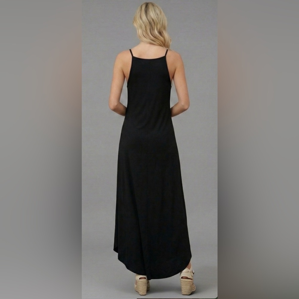 Black Curved Hem Cami Dress - Picture 4 of 8